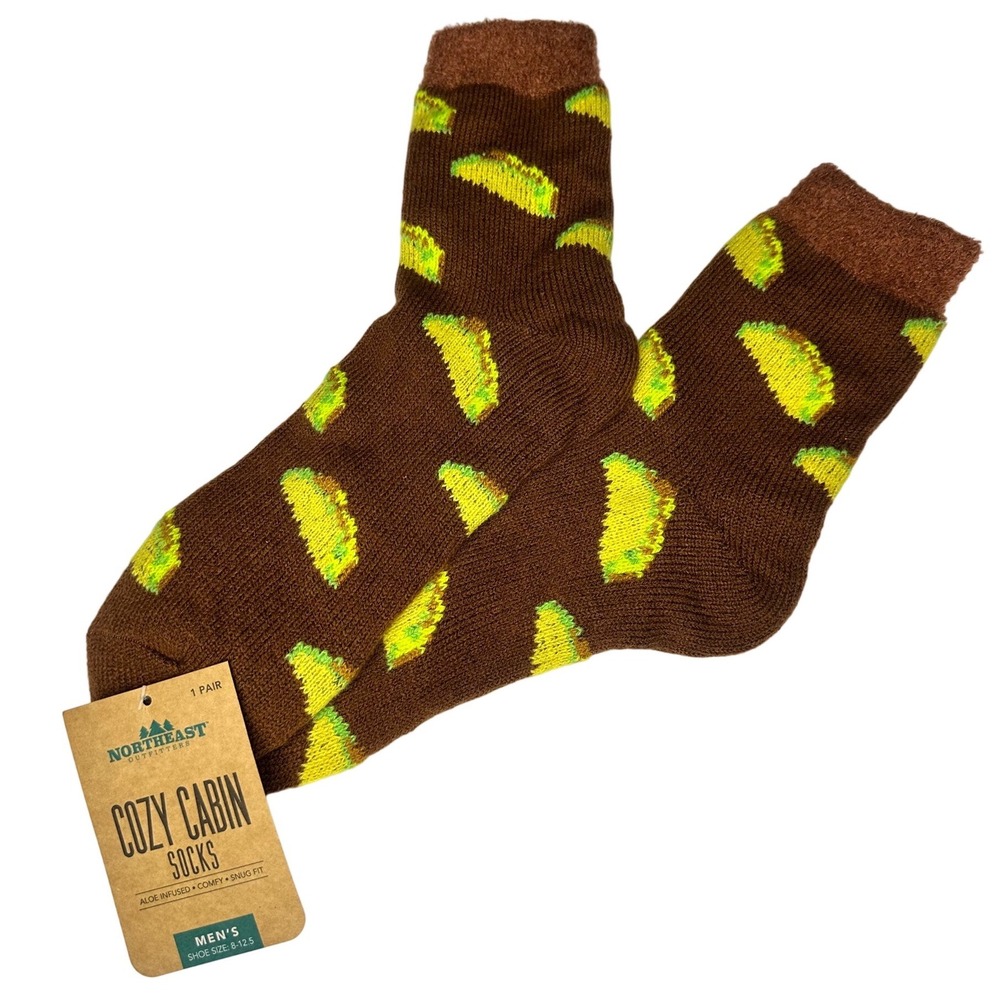 Northeast Outfitters Men's Cozy Cabin Crew Socks Brown Size 8-12.5 Brown NWT